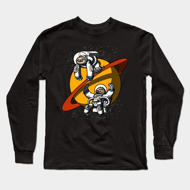 Sloth Space Astronaut Long Sleeve T-Shirt by underheaven